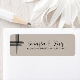 Etiqueta Rótulos de Casamento Linhas Abstratas Terrosas