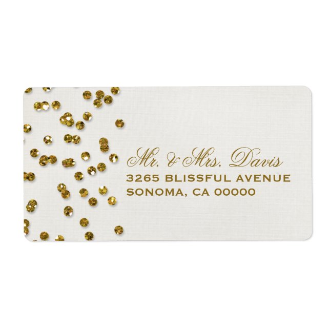Etiqueta Rótulos de Confetti Glamor Dourado (Frente)