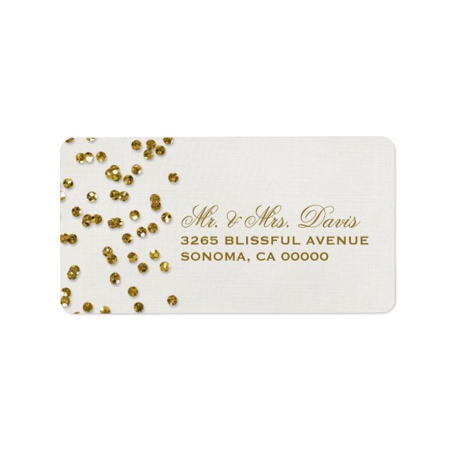 Etiqueta Rótulos de Confetti Glamor Dourado (Frente)