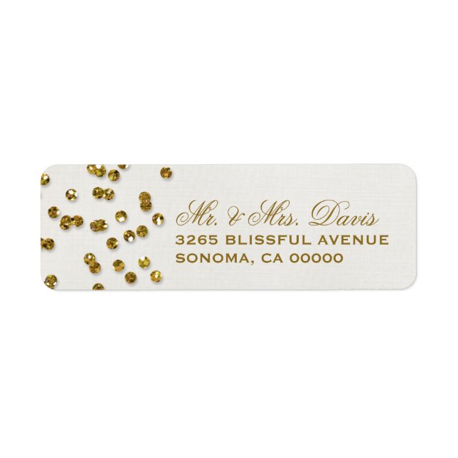 Etiqueta Rótulos de Confetti Glamor Dourado (Frente)