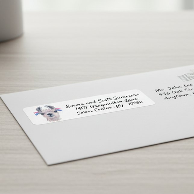 Etiqueta Rótulos de Endereço Animal Cute Llama Alpaca (Criador carregado)