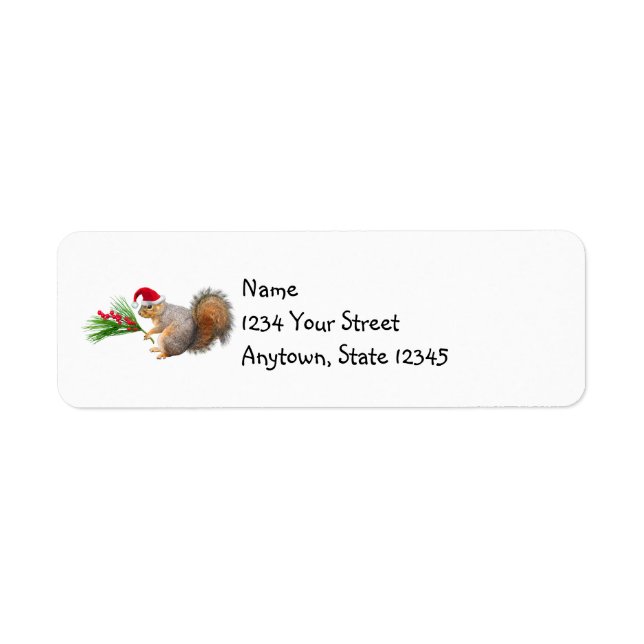 Etiqueta Rótulos de Endereço com Esquilo e Sempre-Vivas (Frente)