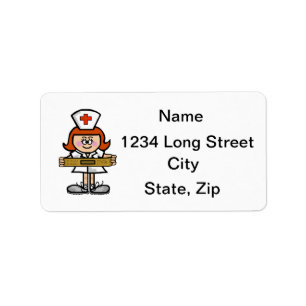 Etiqueta Rótulos de endereço da enfermeira de cabelos verme