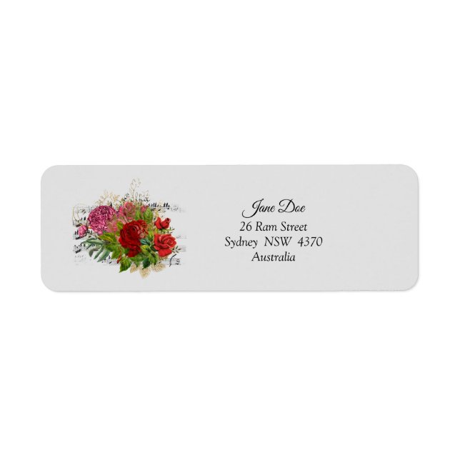 Etiqueta Rótulos de Endereço das Flores Vermelhas (Frente)