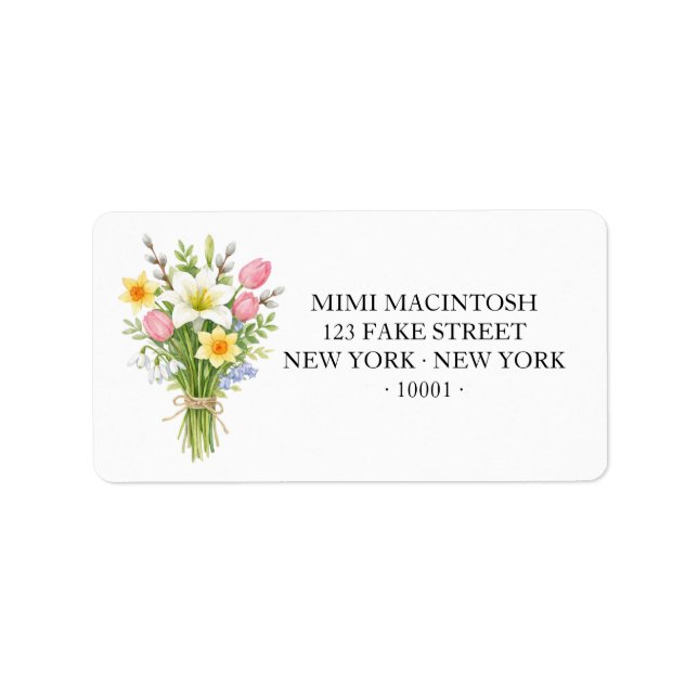Etiqueta Rótulos de Endereço de Buquê Floral (Frente)