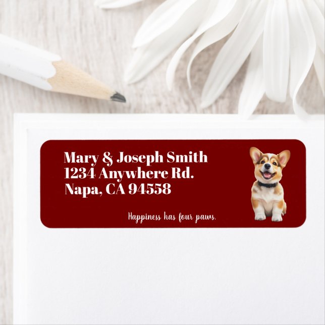 Etiqueta Rótulos de Endereço de Corgi Personalizáveis (Insitu)