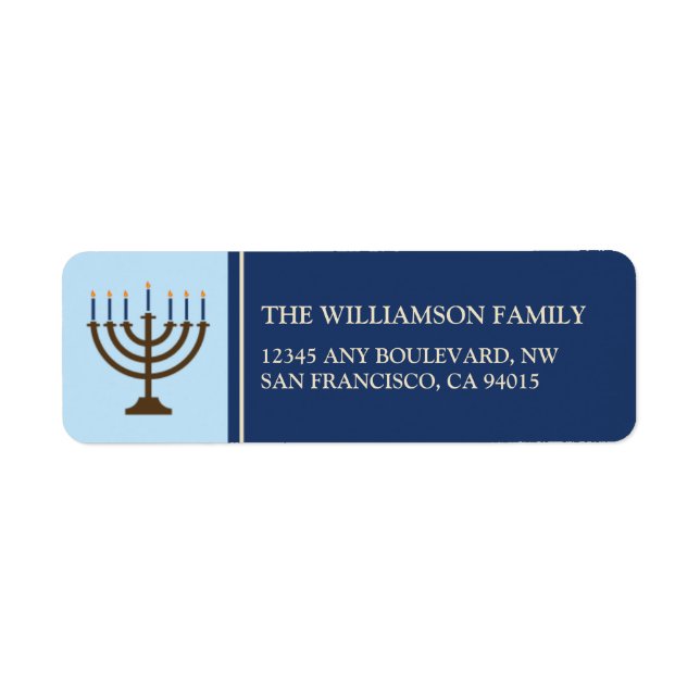 Etiqueta Rótulos de Endereço de Devolução de Hanukkah Menor (Frente)