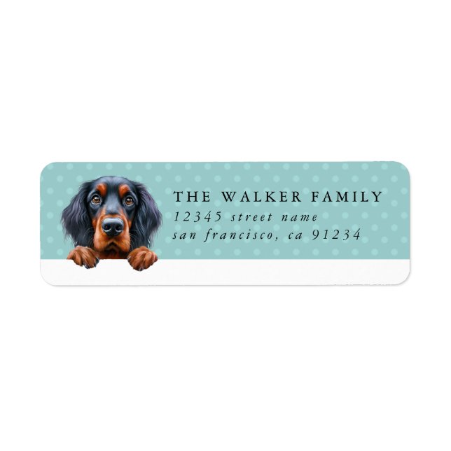 Etiqueta Rótulos de Endereço de Devolução do Gordon Setter (Frente)