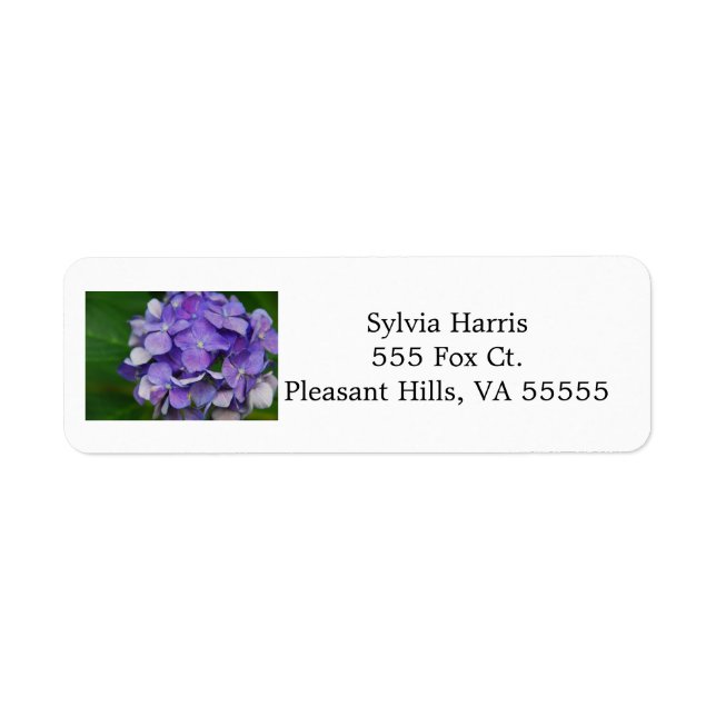 Etiqueta Rótulos de Endereço de Hydrangea Roxo (Frente)