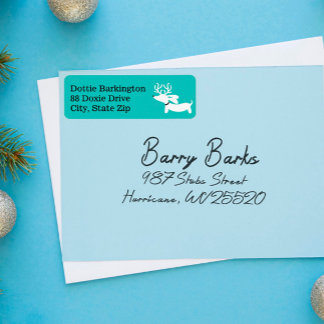 Etiqueta Rótulos de Endereço de Natal Azul Dachshund Rena