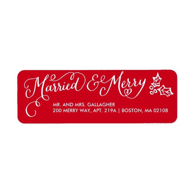 Etiqueta Rótulos de Endereço de Natal Casados e Felizes (Frente)
