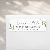 Rótulos de Endereço de Regresso de Casamento Verde