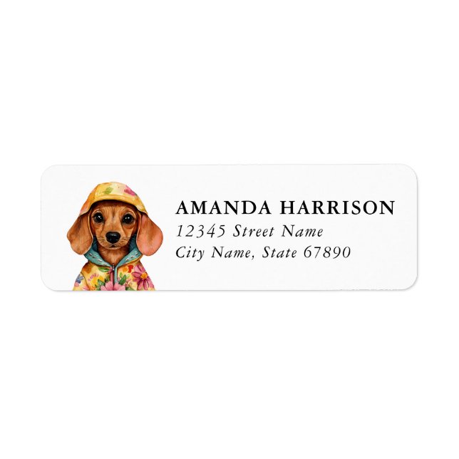 Etiqueta Rótulos de Endereço de Remessa Dachshund (Frente)