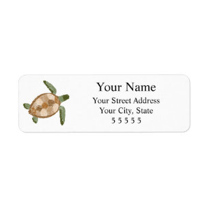 Etiqueta Rótulos de Endereço de Retorno de Tartaruga Maríti