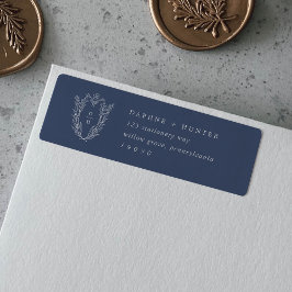 Etiqueta Rótulos de Endereço de Retorno Minimalista Azul Es