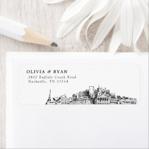 Etiqueta Rótulos de Endereço de Retorno Moderno do Skyline 