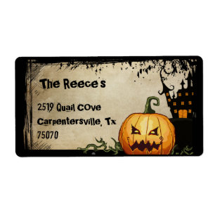 Etiqueta Rótulos de Endereço de Spooky Pumpkin Halloween