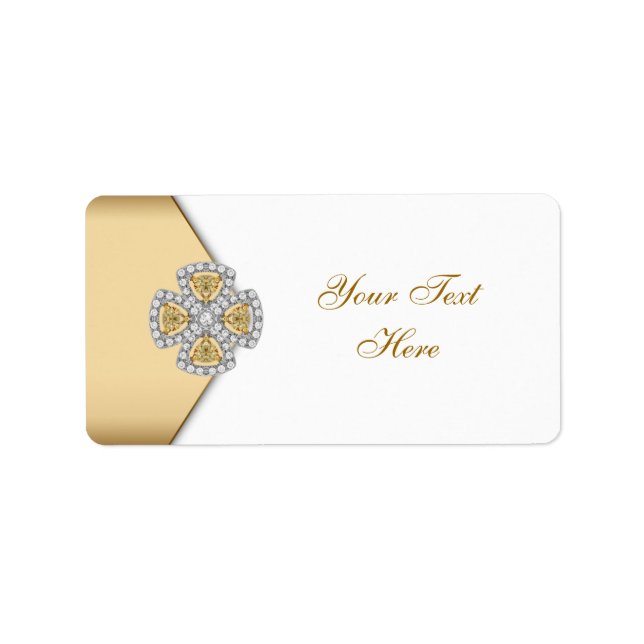 Etiqueta Rótulos de Endereço Elegantes em Dourado (Frente)