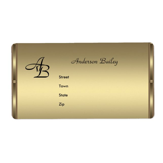 Etiqueta Rótulos de Endereço Elegantes Inicial Bronze (Frente)