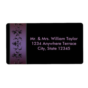 Etiqueta Rótulos de endereço preto da vinha roxa