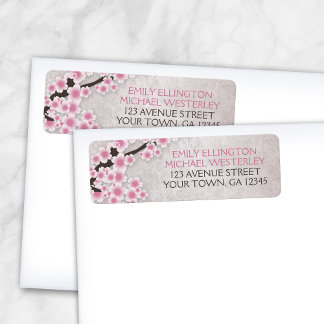 Etiqueta Rótulos de Endereço Rustic Pink Cherry Blossom