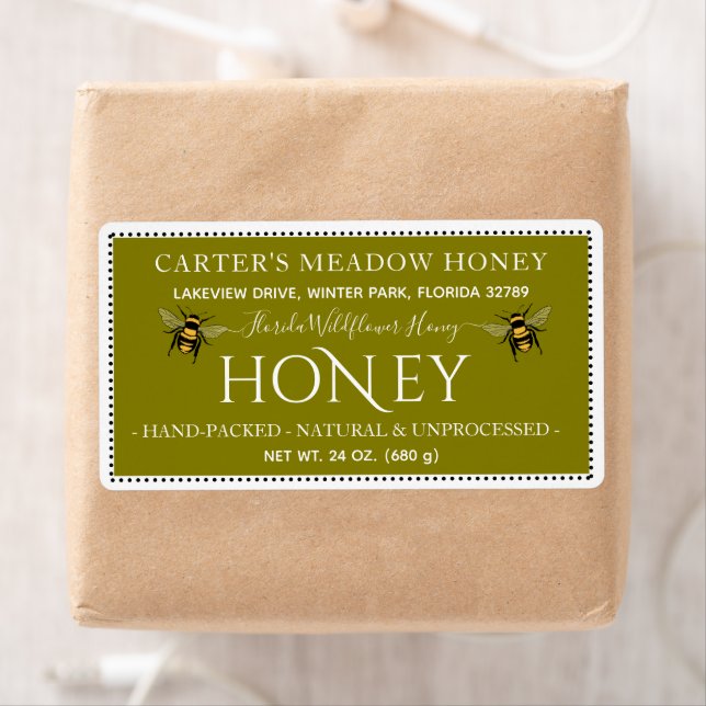 Etiqueta Rótulos de Entrega Personalizada de Mel Elegante M (Insitu)