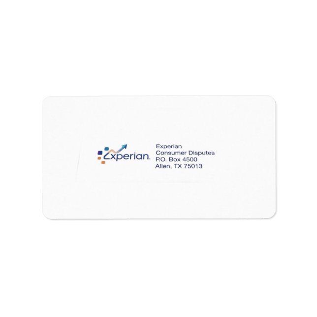 Etiqueta Rótulos de Envio Experian  (Frente)
