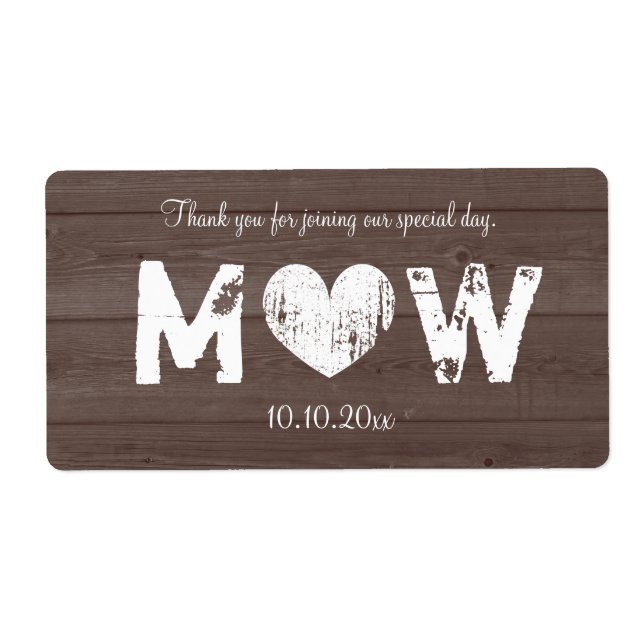 Etiqueta Rótulos de garrafas de água de casamentos de madei (Frente)