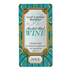 Etiqueta Rótulos de Garrafas de Vinho Dourado Exótico