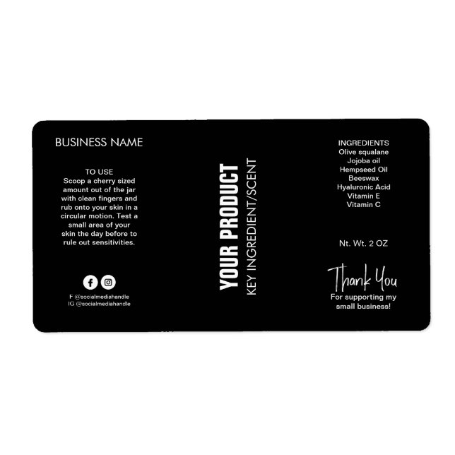 Etiqueta Rótulos de Jar de Manteiga Orgânicos Modernos (Frente)