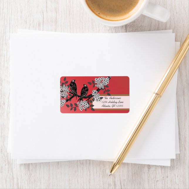 Etiqueta Rótulos de Natal para Aves Vermelhas e Verdes (Insitu)