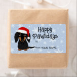 Etiqueta Rótulos de Presente de Natal para Cachshund de Cab<br><div class="desc">Preto e Tan Dachshund de cabelo longo vestindo um chapéu de Papai Noel. Uma folha de etiquetas para e de dentro para ficar em todos os seus presentes de férias. Depois de ter cuidado para prender os presentes de Natal, estas lindas etiquetas de Doxie são o toque perfeito. Visite o...</div>