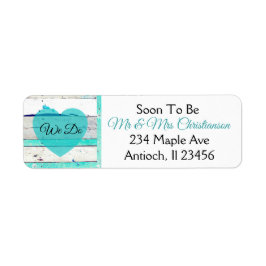 Etiqueta Rótulos de Teal e Madeira Branca de Turquesa Casad