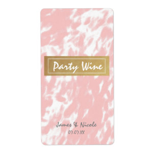 Etiqueta Rótulos de Vinho Chic Rosa Peach e Dourado Falso