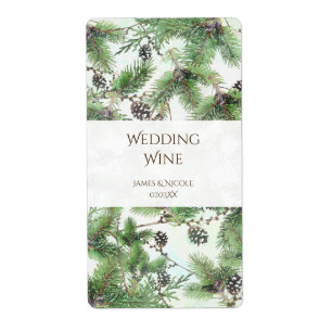 Etiqueta Rótulos de Vinho Country Verde & Pinhas de Feriado