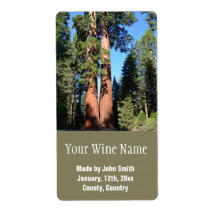 Rótulos de vinho da árvore gigante da Califórnia.