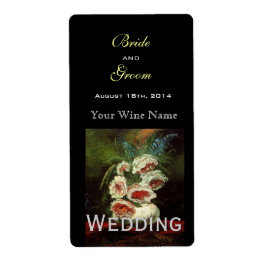 Etiqueta Rótulos de vinho de casamento floral vintage