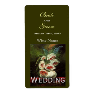 Etiqueta Rótulos de vinho de casamento floral vintage