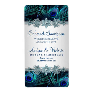 Etiqueta Rótulos de Vinho de Casamento Pavão