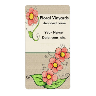 Etiqueta Rótulos De Vinho Floral Desenhado À Mão