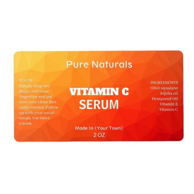 Etiqueta Rótulos do Produto Sérico C - Vitamina Geométrica  (Frente)