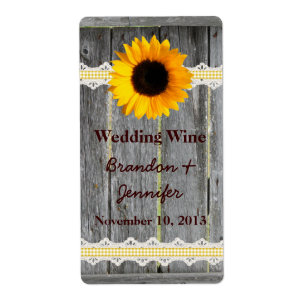 Etiqueta Rótulos Rustic Fence & Sunflower Mini Wine