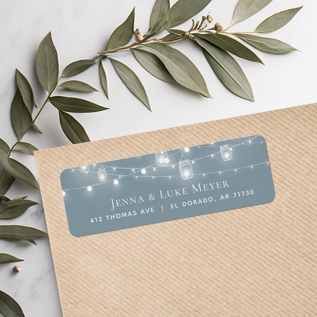 Etiqueta Rótulos Rustic String Lights Wedding Return Addres (Criador carregado)