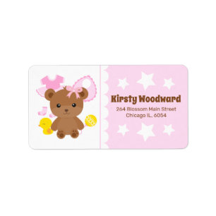 Etiqueta Roupas de Ursinho Teddy Rosa Chá de Bebê