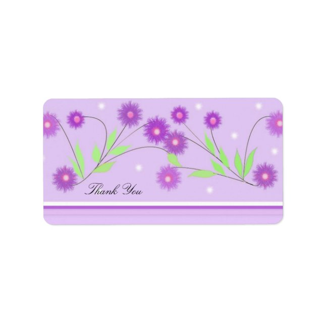 Etiqueta Roxo Agradecimento Floral (Frente)