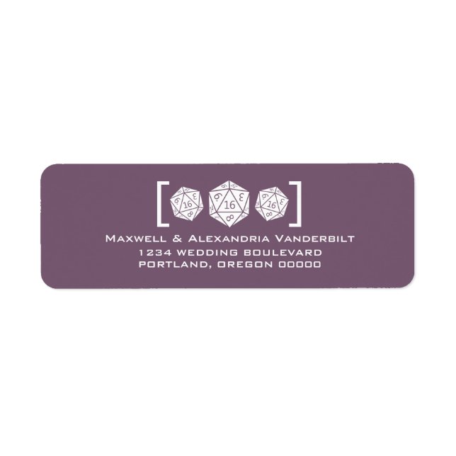 Etiqueta Roxo D20 Dice Gamer Address Labels (Frente)