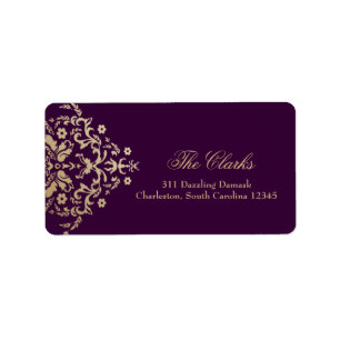 Etiqueta Roxo Dourado do marfim do damasco do brilho 311