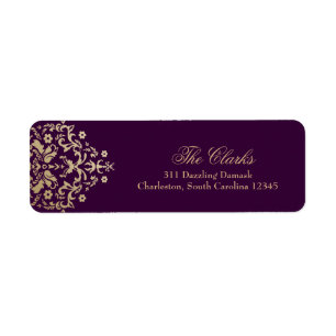 Etiqueta Roxo Dourado do marfim do damasco do brilho 311