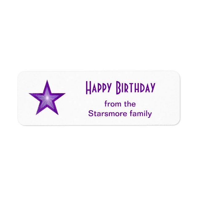 Etiqueta Roxo Star Happy Birday - rótulo branco pequeno (Frente)