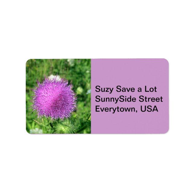 Etiqueta Roxo Thistle Wildflower (Frente)